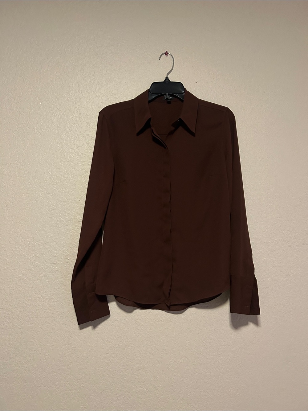 Express Women's Dark Brown Button-Down Shirt
